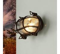 Licht-Erlebnisse Applique murale extérieure en laiton et verre, noir antique, IP64, pour jardin, B:21 cm, E27, cannelée, rustique, style maritime, SKIATHOS