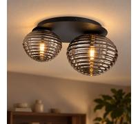 Licht-Erlebnisse Deckenleuchte Verre Fumé Noir Métal E27 45 cm Salon