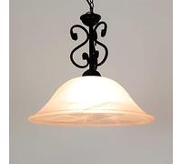 Licht-Erlebnisse Lampe à suspendre Métal Verre Noir Blanc Salon Table à manger Ø40 cm E27 max. 60 W éblouissement faible Lampe à suspendre rustique Intérieur DOROTHEA