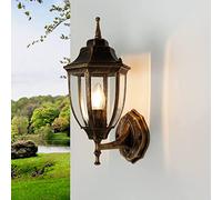 Licht-Erlebnisse Lampe murale extérieure en aluminium et verre noir cuivre IP44 pour balcon et porte d'entrée L:16,5 cm E27 lanterne décorative, applique murale extérieure pour jardin LYON
