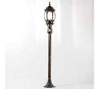 Licht-Erlebnisse Lampe sur pied extérieure avec détecteur de mouvement en aluminium et verre noir cuivré IP44 jardin 123,5 cm petite E27 Lanterne rustique luminaire sur mât extérieur BREST