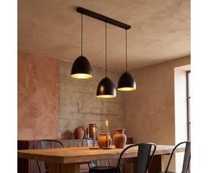 Licht-Erlebnisse Lampe suspendue Annie à 3 lumières au design rétro en métal noir doré 3xE27 Lustre Suspension idéal au-dessus de la table à manger