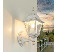 Licht-Erlebnisse Luminaire extérieur pour mur en aluminium et verre blanc IP44 pour jardin et balcon P:19,5 cm E27 lanterne nostalgique, lampe murale extérieure pour cour TIROL