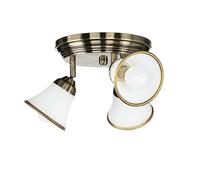 Licht-Erlebnisse Plafonnier en Métal et Verre Bronze pour Salle de Bain Ø23 cm E14 max 40 W Art Nouveau 3-branches, Lampe de Plafond Non Éblouissante pour Salle de Bain GRANDO