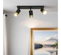 Licht-Erlebnisse Plafonnier noir, or, plafonnier GU10, spot lampe plafond, flexible, 39,5 cm de long, ciblé, cuisine, couloir, spot plafond 3 flammes
