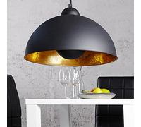 Licht-Erlebnisse Suspension noire or Ø 55 cm rond métal design rétro exceptionnel salon salle à manger