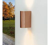 Licht-Erlebnisse Up Down luminaire extérieur, applique murale GU10, lampe extérieure maison, en cuivre, IP44, L:6,8 cm, jardin, entrée, terrasse, balcon, applique extérieure, lampe extérieure ronde