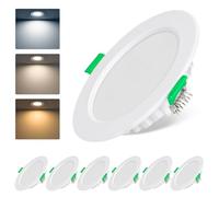 Lichtlord Spot LED Encastrable Dimmable,Extra Plat-25mm 7W 700LM, Spots de plafond 2700K 4500K 6000K Réglable, LED Spot Etanche Salle de Bain IP44, Lot de 6,Rond Ultra Slim Downlight en métal(Blanc)