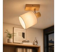 Lichtmaler Plafonnier 1 Spot Luminaire Bois Plafonnier LED | Rampe Spot Orientable Éclairage Plafond Luminaires Lampe E14 Lustre Chambre Salon Cuisine, Sans Ampoules