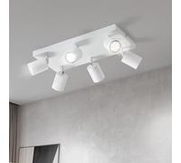 Lichtmaler Plafonnier Spot Blanche Rampe Plafond Led 6 Spots, Base Carrée | OrientableÉclairage GU10 Luminaire Intérieur Lampe Salon Cuisine Couloir Sans Ampoules