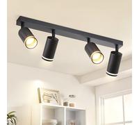 Lichtmaler Plafonnier Spot Noir - 4 Spots de Plafond Éclairage GU10 Luminaire Intérieur Rampe Lampe Plafond Orientable Salon Cuisine Couloir (Sans Ampoules)