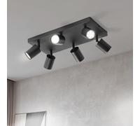 Lichtmaler Plafonnier Spot Noir Rampe Plafond Led 6 Spots, Base Carrée