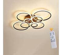 Lichtsse LED Luminaire Plafonnier 86W 6450lm Moderne Dimmable Lampe de Plafond avec Télécommande 3000K~6000K Eclairage de Plafond 8 Anneaux Noir Métallique Acrylique Chambre Salon Lampe Suspension
