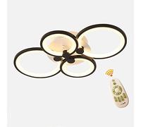 Lichtsse Plafonnier LED Dimmable 56W | Salon Lampe Lustre de Suspension Design Moderne à 4 Anneaux avec Télécommande | 4480LM | pour Chambre, Salle à Manger, en Acrylique Lampe de plafond, Noir