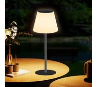 Licmic Lampe de table solaire lampe d'extérieur sans fil LED dimmable blanc chaud+RGB lampes de table solaires avec capteur de lumière lampes solaires pour intérieur xtérieur、terrasse.