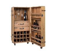 LICO - Meuble Bar en bois avec roulettes Beige