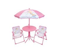 Fun House – Salon de jardin Licorne – Table H.46 x 46 cm, 2 chaises pliantes, parasol H.125 x100 cm