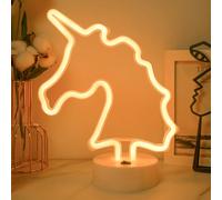 Licorne néon, veilleuse de chambre à coucher - Panneau lumineux LED blanc chaud alimenté par batterie/USB, décoration de table pour anniversaire, mariage, fournitures de fête