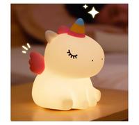 Licorne Veilleuse silicone souple,Rechargeable 7 Couleurs LED 3 Niveau Luminosité Veilleuse, batterie rechargeable de 1200 mAh Licorne Filles Tactile Silicone Cadeau Nouveau-Né (Licorne animée)