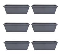 Licsaliwe Boîte de jardinière, jardinière de fenêtre ventilée 6 pièces avec Plateau, Rectangle en PP 16, 9x7, 1 Pouces pour Balcon, Jardin (Noir)