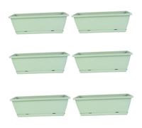 Licsaliwe Boîte de jardinière, jardinière de fenêtre ventilée 6 pièces avec Plateau, Rectangle en PP 16, 9x7, 1 Pouces pour Balcon, Jardin (Vert)