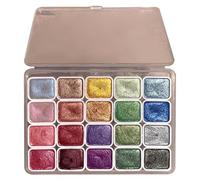 Licsaliwe Ensemble de peinture aquarelle métallique, Palette d'aquarelle nacrée à paillettes de 20 couleurs, tubes 1 ml pour les étudiants en art professionnels