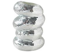 Licsaliwe Jardinière Boule Disco Miroir argenté, Vase Design mosaïque en Spirale de 6 Pouces pour Plantes succulentes et Centre de Table