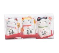 Licsaliwe Lucky Cat Ceramic, 3pcs Mini Ornement de Chat Fortune pour la Maison, Le Bureau, Le Bureau