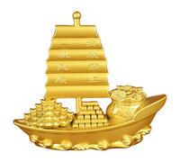 Licsaliwe Statue de Bateau doré, décoration Feng Shui pour la Maison, Le Bureau, Symbole de Bonne Fortune et prospérité, modèle voilier en Alliage pour Salon, étagère (9, 9 cm)