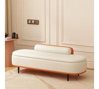LIDANGUH Banc de Rangement d’entrée avec Dossier, Banc de Chambre rembourré en Cuir Anti-griffures, Meuble à Chaussures à Couvercle relevable pour Pied de lit, Salon(Off-White+Orange,100cm/39.4in)