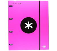 Liderpapel 79297 Antartik Classeur Rembordé 4 Anneaux Ronds 25 mm Feuillet Mobile A4 Quadrillage 5 mm Rose
