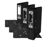Liderpapel 932054 Documenta Classeur Levier Carton Rembordé PVC 1,9 mm Dos 75 mm Rado Métallique Noir (Lot de 3)