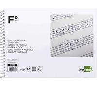 Liderpapel Bloc de musique Pentagramme 3 mm Format paysage 20 feuilles 100 g/m²
