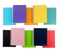 Liderpapel Cahier à spirale A4 micro JOLLY couverture doublée 140H 75 g carré 5 mm 5 bandes 4 perforations couleurs assorties
