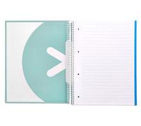 Liderpapel Cahier à spirale A4MICRO ANTARTIK couverture doublée 120H 100 g horizontal 5 bandes 4 perforatrices couleur menthe