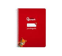 Liderpapel Cahier à spirale a5 guide couverture souple 40h 75 g tableau ligné 4 mm couleur rouge