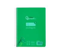 Liderpapel Cahier à spirale DIN A5 avec couverture plastique 80 h 90 g carré 4 mm avec marge de couleur verte