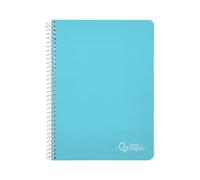 Liderpapel Cahier à spirale DIN A5 Witty, couverture rigide 80h 90 g, tableau 4 mm avec marge de couleur bleue
