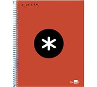 Liderpapel Cahier Spirale Série Antartik A5 148X210Mm 120F 100G/M² Quadrillage 5Mm 6 Trous Coil-Lock Rouge