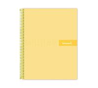 Liderpapel Carnet à spirales A5 avec couverture micro-artisanale lignée 120 h 90 g Boîte 5 mm 6 forets Jaune