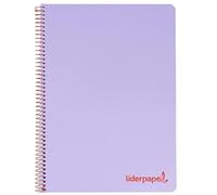 Liderpapel Carnet à spirales A6 avec couverture en plastique Micro Wonder 120 h 90 g Boîte de 5 mm 4 bandes Violet