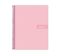 Liderpapel Carnet spiralé A5 micro crafty couverture doublée 120h 90 g cadre 5 mm 5 bandes 6 trous couleur rose