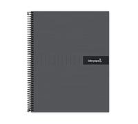 Liderpapel Carnet spiralé A5 micro crafty couverture doublée 120h 90 g cadre 5 mm 5 bandes 6 trous couleur noir