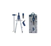 Liderpapel Compas Micrométrique Articulé Circonférence 38cm Allonge Vis Réglage Rapide Bague Universelle Mine 2mm Étui