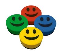 Liderpapel Effaceur tableau blanc rond 5 cm diamètre magnétique face SMILEY - Unité - Couleurs assorties aléatoires