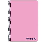 Liderpapel Micro Wonder Carnet à spirales avec couverture en plastique Rose Format A7 100 h 90 g Boîte de 4 bandes 5 mm