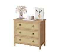 Lidzopas Commode à tiroirs en rotin avec poignées rondes à anneaux, armoire de rangement bohème moderne, design large et discret, surface résistante à la chaleur, organisateur de chambre d'enfant et