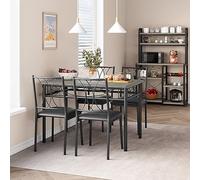 Lidzopas Table de salle à manger avec 4 chaises, table de cuisine rectangulaire et chaise, table de cuisine de 110 x 70,1 x 76,2 cm, 4 chaises de 38,5 x 45 x 88,9 cm chacune, cadre en acier, pour