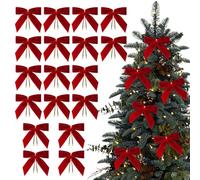 Lieawy Nœuds de Noël en Velours,24 Pièces D'Ornements De Sapin Saisonniers en Velours,Nœuds d'emballage et Lien pour Guirlande Décorative | pour Sac À Bonbons, Loisirs, Fête, Mariage, Maison,
