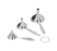LiebeWH Ensemble d'entonnoirs en Acier Inoxydable 3 Pièces Entonnoir de Cuisine avec Boucle de Queue Amovible pour Huile, Vinaigre, Sauce au Vin, Fuite de Petites Bouteilles de Remplissage